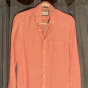 Pink + White Express linen button-down